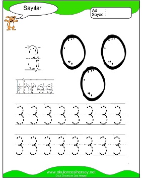 okul öncesi 1 sayısı çizgi çalışması